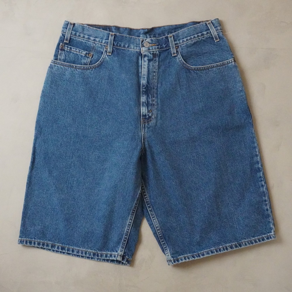 Vintage Levis 569 Denim Shorts W36 Mens 90s Blue Loose Baggy Fit Jean Shorts